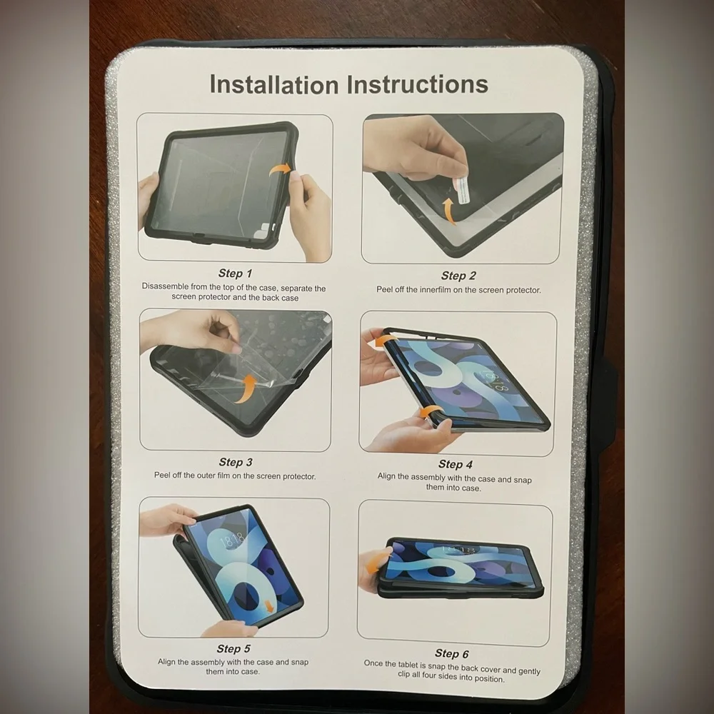Rugged Black Shockproof Case w/ Stand & Screen Protector for iPad 10.9